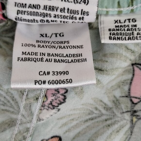 Tom &Jerry Mens Shorts Size XL Allover Print Rayon Summer Vacation Resort - Picture 3 of 9